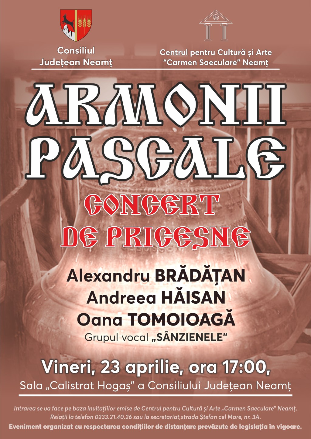 Concert de pricesne cu Alexandru Brădățan, Andreea Hăisan și Oana&nbsp;Tomoioagă