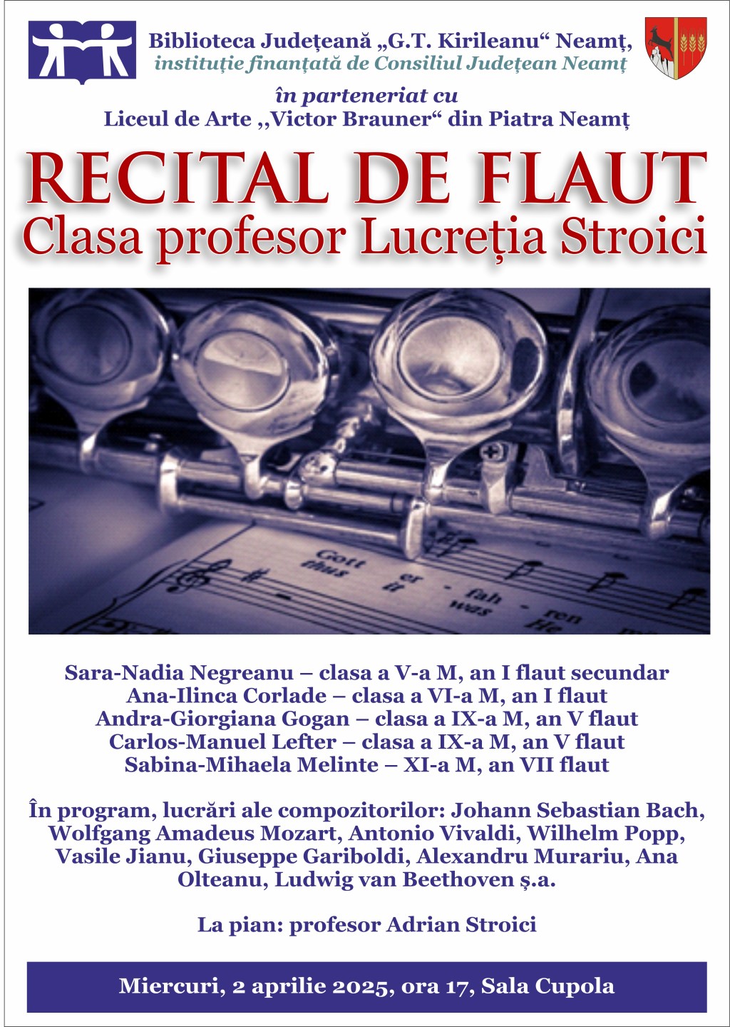 Recital de flaut la Biblioteca Județeană